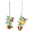 thumbnail image 1 of 2x Estatuas de jardín de hadas colgantes, figuras en miniatura de regalo Cachorros de regalo en la escultura de resina de columpio para el, 1 of 7