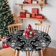 thumbnail image 2 of Round Tablecloth Black Horror Halloween Elastic Edge Fitted Vintage White Skull Pattern Plastic Table Cover,Waterproof Oil Proof for Dinner,Outdoor, Picnic, 45"- 54" DIA Tables, 2 of 9