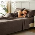 thumbnail image 5 of Jessy Home Bed Sheets Set 4 Piece Queen/Full Sheet Set Brown Gray Cotton Blend Fitted Sheet, Flat Sheet & 2 Pillowcases Bedding Set, 5 of 11