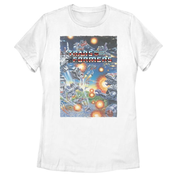 Women's Transformers City Battle Poster  Graphic T-Shirt