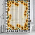 thumbnail image 3 of Summer Sunflowers Shower Curtain for Bathroom Decor, Farmhouses Retro Black Plaid Waterproof Fabric Shower Curtain, 36"x78" Set with 12 Hooks, 3 of 9