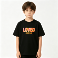 thumbnail image 2 of Loved John 316 Boys Graphic Tee, Red Plaid Christian Bible 100% Cotton Kids Short Sleeve T-Shirt, 2 of 5