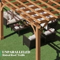 thumbnail image 6 of LUXOAK 12x20 ft Outdoor Wooden Pergola, Large Solid Cedar Pergola Kit with Slatted Roof Design, Heavy-Duty Frame for Backyard, Red-Brown Finish, 6 of 9