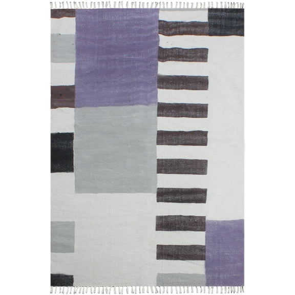 Casavani Hand Woven Blue Cotton Dhurrie Outdoor Garden Rug Bohemian Home Décor Kilim 2x3 ft