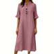 thumbnail image 5 of TaTaai Ladies V-Neck Ruffle Half Sleeve Solid Color Long Dress Button Down Design with Pockets Fashion Casual Comfortable Dress for Women Gift, 5 of 6