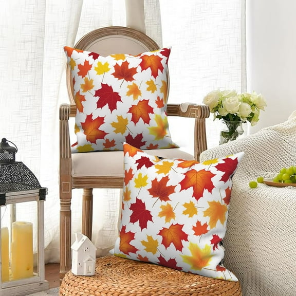 DaShan Maple Leaf Fall Pillow Cover 18x18 Set of 2,Autumn Decorative Pillow Cases Couch Cushion for Bedroom Home Decor