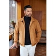 thumbnail image 4 of COOFANDY Men's Flight Suede Jacket Aviator Bomber Jacket Vintage Suede Jaket Leather Coat, 4 of 8