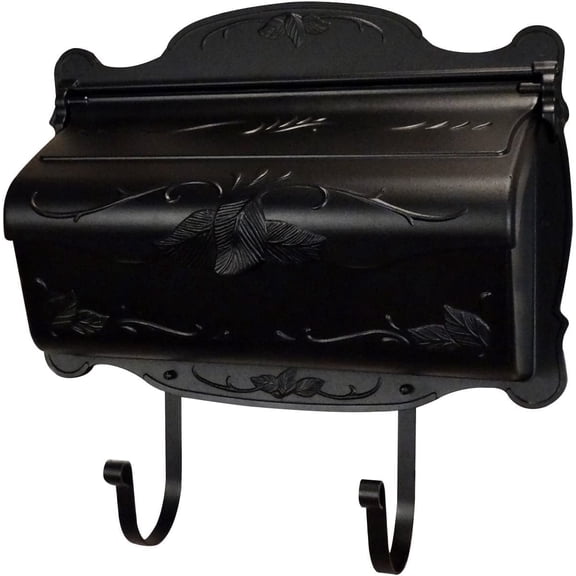 Special Lite Floral Horizontal Weather-Resistant Black Wall-Mounted Mailbox