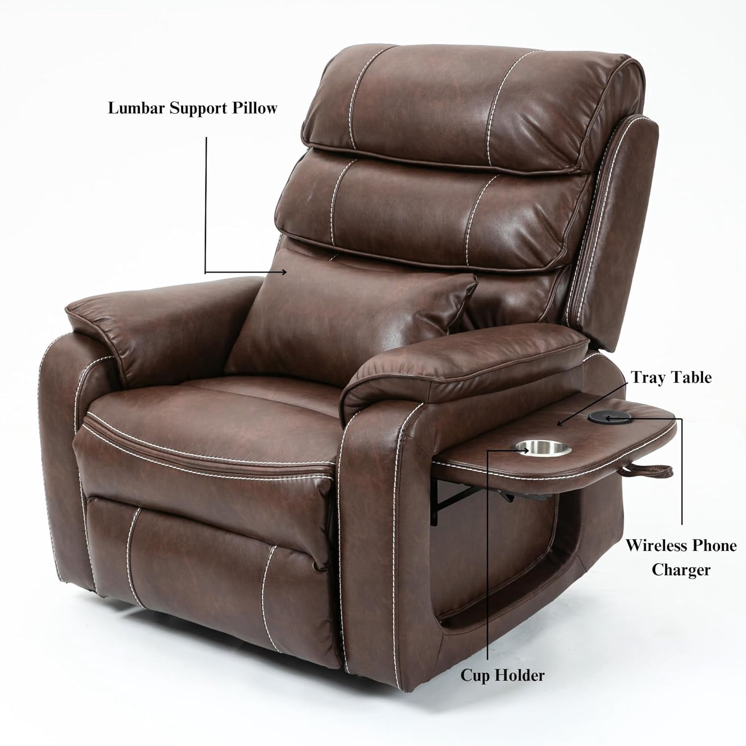 Oversized Power Lift Recliner for Elderly, Infinite Position Lay Flat Lift Chair Sleeping with Heat & Massage Lumbar Pillow & Cup Holders, Dual Motor Big Tall 400 lbs (Brown)