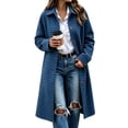 thumbnail image 3 of Vivianyo HD Women's Collared Plaid Wool Blend Jacket, Long Sleeve Button Down Long Coat, Sizes S-2XL, 3 of 6