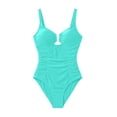 thumbnail image 5 of UTSJKR Women's Sweetheart Neck One-Piece Swimsuit, Ruched Tummy Control Bathing Suit with Gold U-Ring Detail Mint Green S, 5 of 5