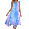 thumbnail image 2 of DAETIROS Womens Casual Dresses Pocket Round Neck Round Neck Thin Dress Purple Size M, 2 of 5