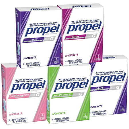 Propel Drink Mix with Electrolytes & Vitamins, Variety Pack, 50 (Best Electrolyte Water Brands)