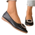 thumbnail image 4 of Womens Ballet Flats Pointed Toe with Sparkle Buckle | Slip On Comfortable Non-Slip Office & Dress Flat Shoes | Black,Size 5.5, 4 of 9