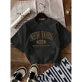 thumbnail image 1 of Girls' New York Graphic Tee - Casual & Comfy Short Sleeve Crew Neck, Lightweight Knit Fabric, Perfect for Summer - Black & White, 1 of 6