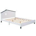 thumbnail image 5 of 3-Pieces Bedroom Sets, Full Size Platform Bed with Nightstand and Storage Dresser for Bedroom Living Room Easy Assembly, White+Gray, 5 of 7