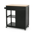 thumbnail image 6 of Yesfashion Rolling Kitchen Island,Mobile Kitchen Island with Wheels,2 Shelves,Long Drawer,Rubber Wood Countertop,Door Cabinet,Towel Rack,Mobile Kitchen Storage Islands, 6 of 10