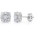 thumbnail image 2 of Pompeii 1 Carat Halo Diamond Studs 14K White Gold (H-I,I1-I2), 2 of 5