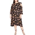thumbnail image 1 of Rachel Roy Vestido a media pierna con hombros descubiertos y volantes para mujer, negro, 16W, 1 of 1