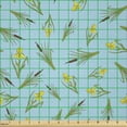 thumbnail image 2 of Ambesonne Cattail Fabric by the Yard Microfiber, Iris Flowers and Bulrush, 1 Yard, Aqua Lime Green and Yellow, 2 of 2