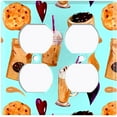 thumbnail image 2 of Metal Light Switch Wall Plate Outlet Cover (Coffee Mocha Espresso Grounds Cookie Sugar Treats Love Caramel Shake Teal - Double Duplex), 2 of 2