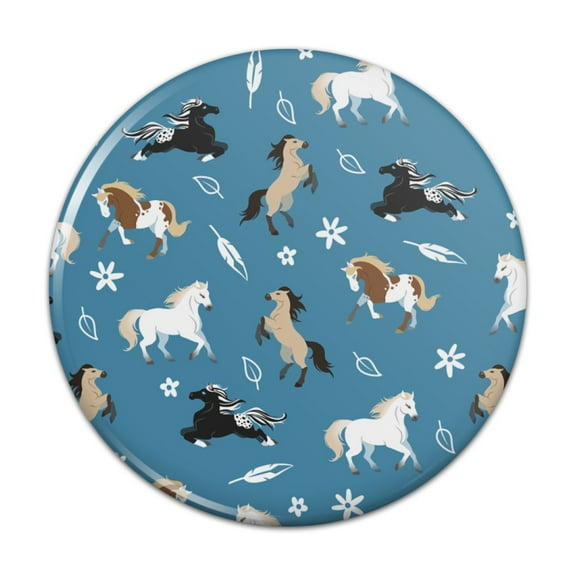 Frolicking Horses Pattern Pinback Button Pin
