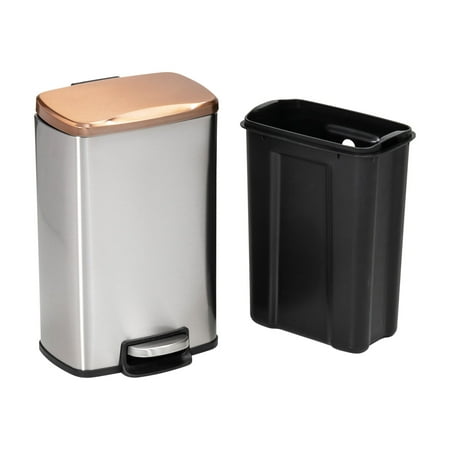 Honey-Can-Do - Set of Stainless Steel Step Trash Cans with Lid - Silver