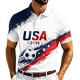 thumbnail image 4 of USA 2026 Soccer Cup Style Patriotic Polo Shirt for Men, Short Sleeve Quick-Dry Mesh Breathable Top with Stars & Stripes Graphic, Lightweight Sports Jersey, 1 PC White XXL, 4 of 5