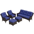 thumbnail image 4 of EAGLE PEAK Azure Bay 5 Pieces Wicker Outdoor Patio Furniture Set, Sofa and Chairs with Ottomans, Brown Wicker and Blue Cushions, 4 of 10