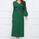thumbnail image 4 of ICHUANYI Liquidación Vestidos plisados sólidos de manga larga con cuello en V para mujer ICHUANYI WER202308244578, 4 of 8