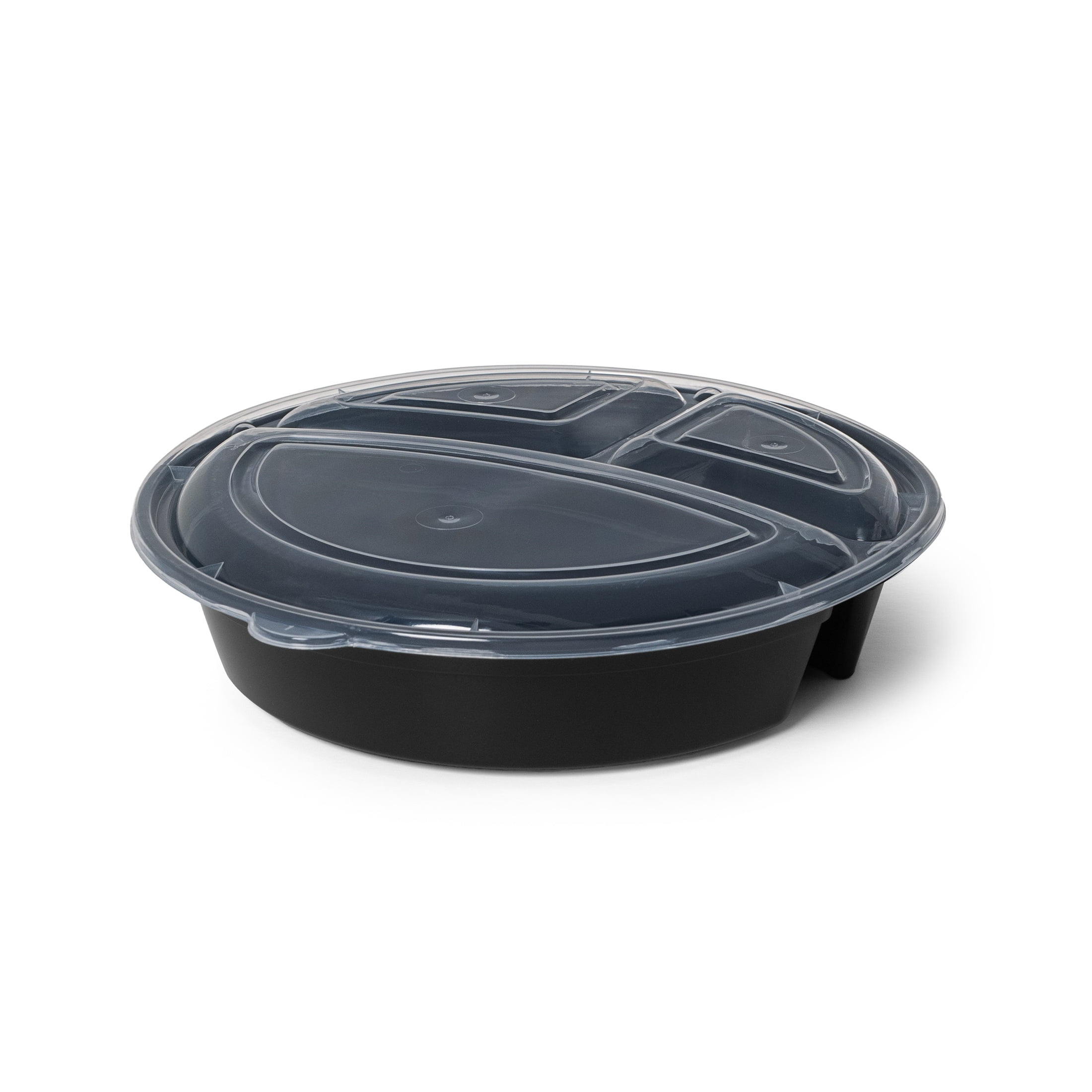 (2 pack) Mainstays 10-Piece (5 Containers + 5 Lids) Round Meal Prep Containers, 3-Compartments, 1L, BPA-Free, Microwave & Dishwasher Safe