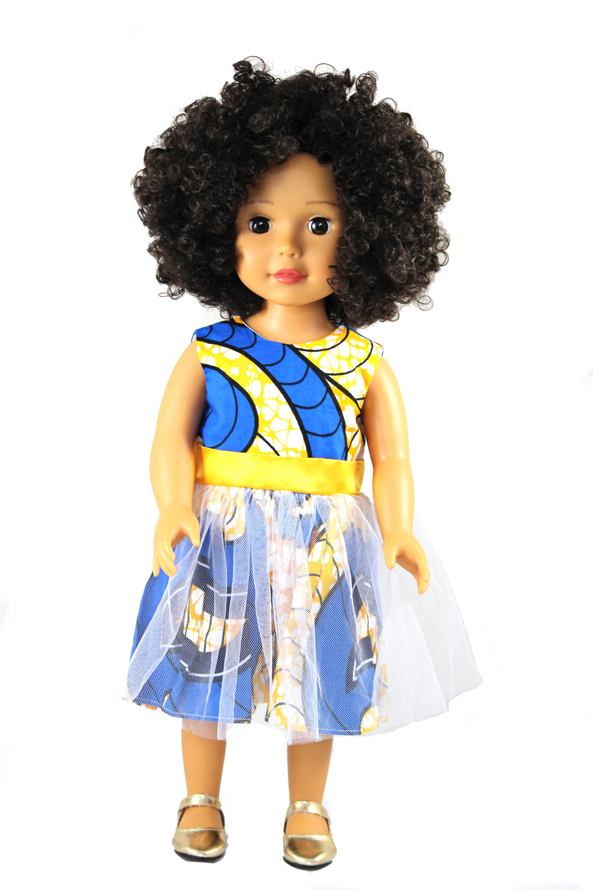 Ikuzi 18 Inch Doll Light Brown Skin Tone African American Doll Afro Hair Biracial Black Doll
