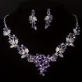 thumbnail image 1 of Bridal Jewelry Ladies Wedding Dress Wedding Accessories Royal Blue Leaf Shaped Flower Rhinestone Necklace Earring Set Wedding Set Chain Stage Performance Necklace, 1 of 4