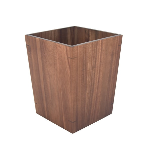 Better Homes & Gardens Acacia Wood Waste Basket, Dark Finish