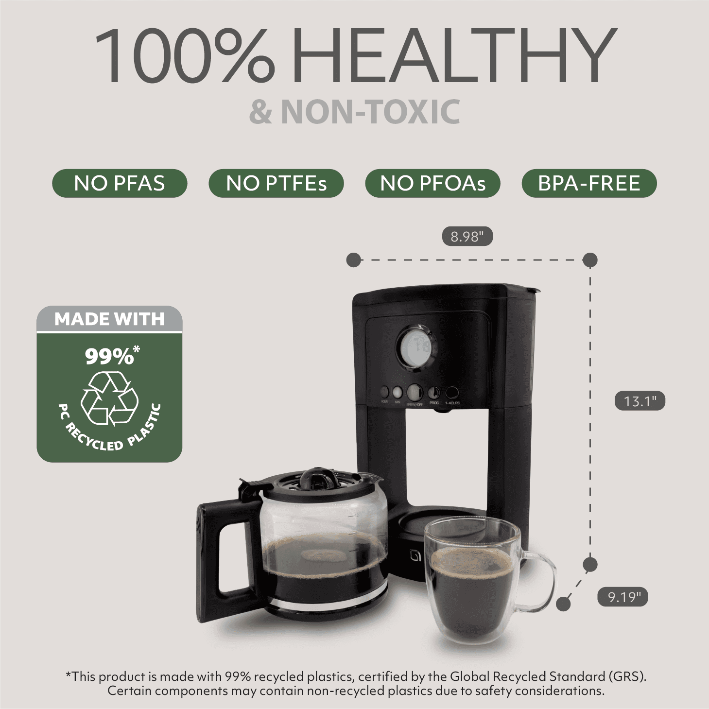 Willow Kitchen 12-Cup Drip Coffee Maker, Digital Programmable Coffee Maker with Auto Keep Warm Function, Black