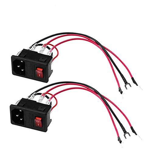DEVMO 2PCS 3D Printer Power Switch 220V/110V 10A Short Circuit Protection Socket Inlet Module Plug with 250V Fuse Switch for Anet A8 Ender 2 and Most