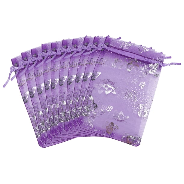 100 bolsas de gasa con cordón y diseño dorado, para guardar joyas, dulces, regalos para fiestas y festivales (10 x 15 cm)