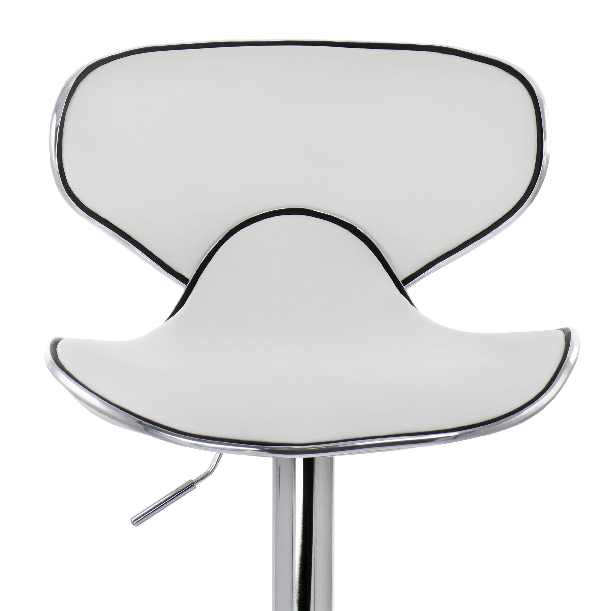 Elama 2 Piece Faux Leather Adjustable Bar Stool in White with Chrome Base