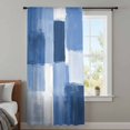 thumbnail image 4 of Blue Geometric Sheer Curtains 72 Inches Long, Watercolor Ombre Modern Abstract Art Light Filering Curtains, Breathable Simi Curtain Privacy Drapes for Living Room Bedroom Lightweight Window Treatment, 4 of 9
