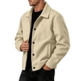 thumbnail image 4 of Men's Corduroy Jacket Fall Casual Button Down Jacket with Notched Collar & Side Pockets Relaxed Fit Outerwear S, 4 of 9
