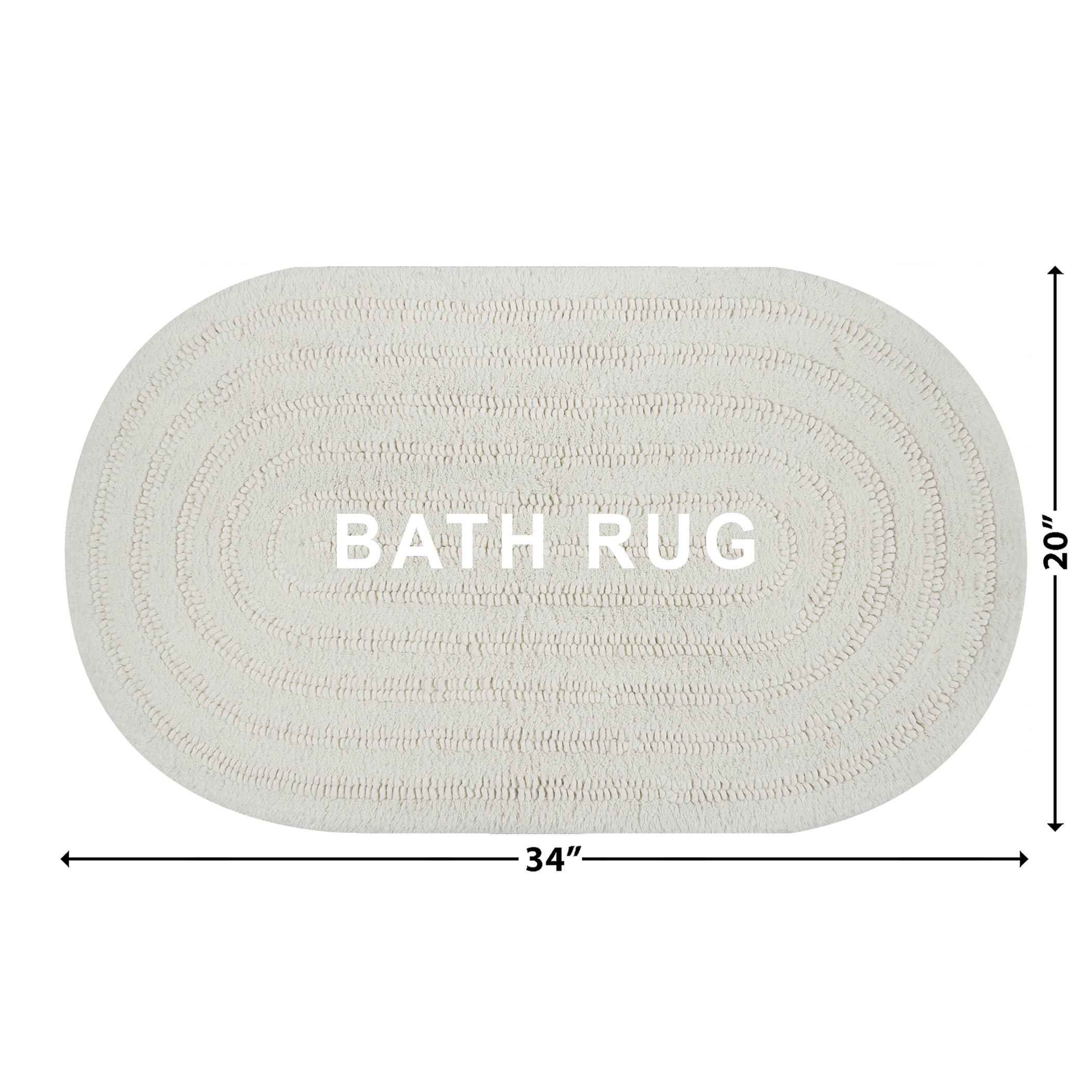 Beautiful Oval Cotton Bath Rug by Drew Barrymore, Off White, 20" x 34"