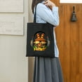 thumbnail image 5 of COMIO 2 Pcs Canvas Tote Bags Cute Aesthetic Tote Bags with Zipper Party Supplies Funny Giant Hamburger Dancing With Music Headphones Black, 5 of 8