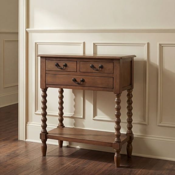 SAFAVIEH Athena French 3-Drawer Brown Wood Rectangle Console Table (23.5 in. W x 13 in. D x 29.5 in. H)