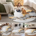 thumbnail image 5 of Abstract Marble Texture Round Rugs for Living Room 4ft Grey White Gradient Gold Crack Art Non Slip Circle Rug Washable Low-Profile Indoor Carpet for Bedroom, Dining Room, Bathroom, 5 of 9