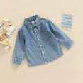 thumbnail image 2 of Boys Denim Jacket Long Sleeve Lapel Button Closure Pocket Denim Shirts, 2 of 6