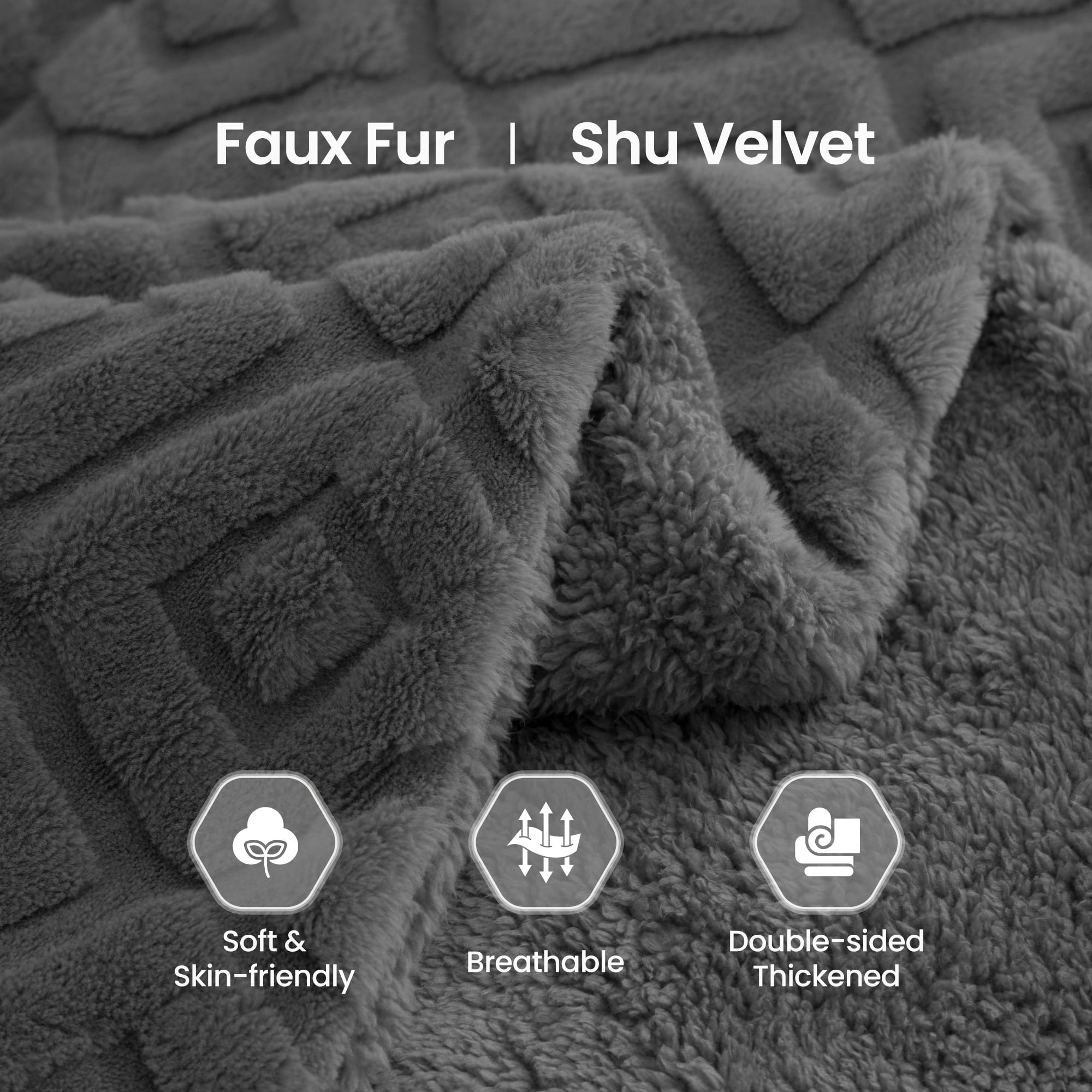 MaxKare Heated Blanket with ETL Certified, Electric Blanket 6 Heating Levels, 10H Auto off, Faux Fur & Shu Velvet, 72" x 84" Gray
