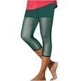thumbnail image 2 of Ndbuld Leggings for Women Women's Summer High Waisted Solid Color Capris Mesh Splicing Slim Fitting Yoga Gym Pants Sales Today Clearance Green 3XL, 2 of 7