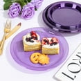 thumbnail image 2 of Neon Purple Party Plates, Translucent Clear Purple Plastic Disposable Dinner Plates for Neon Theme Party Dessert Cake Salad Appetizers, 2 of 4