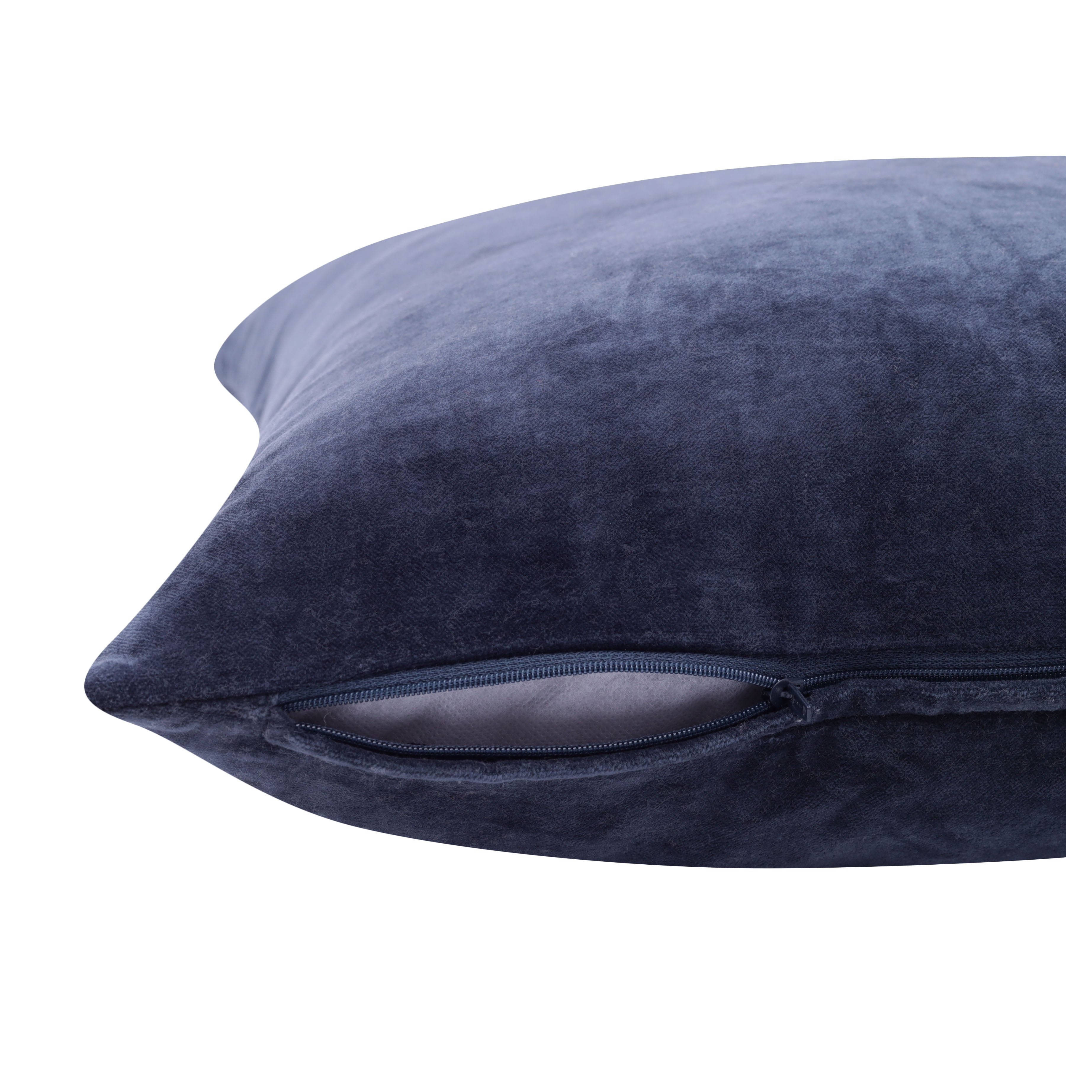 Ox Bay and Stacy Garcia 20" x 20" Denim Blue Velvet Reversible Cotton Adult Decorative Throw Pillow Cover