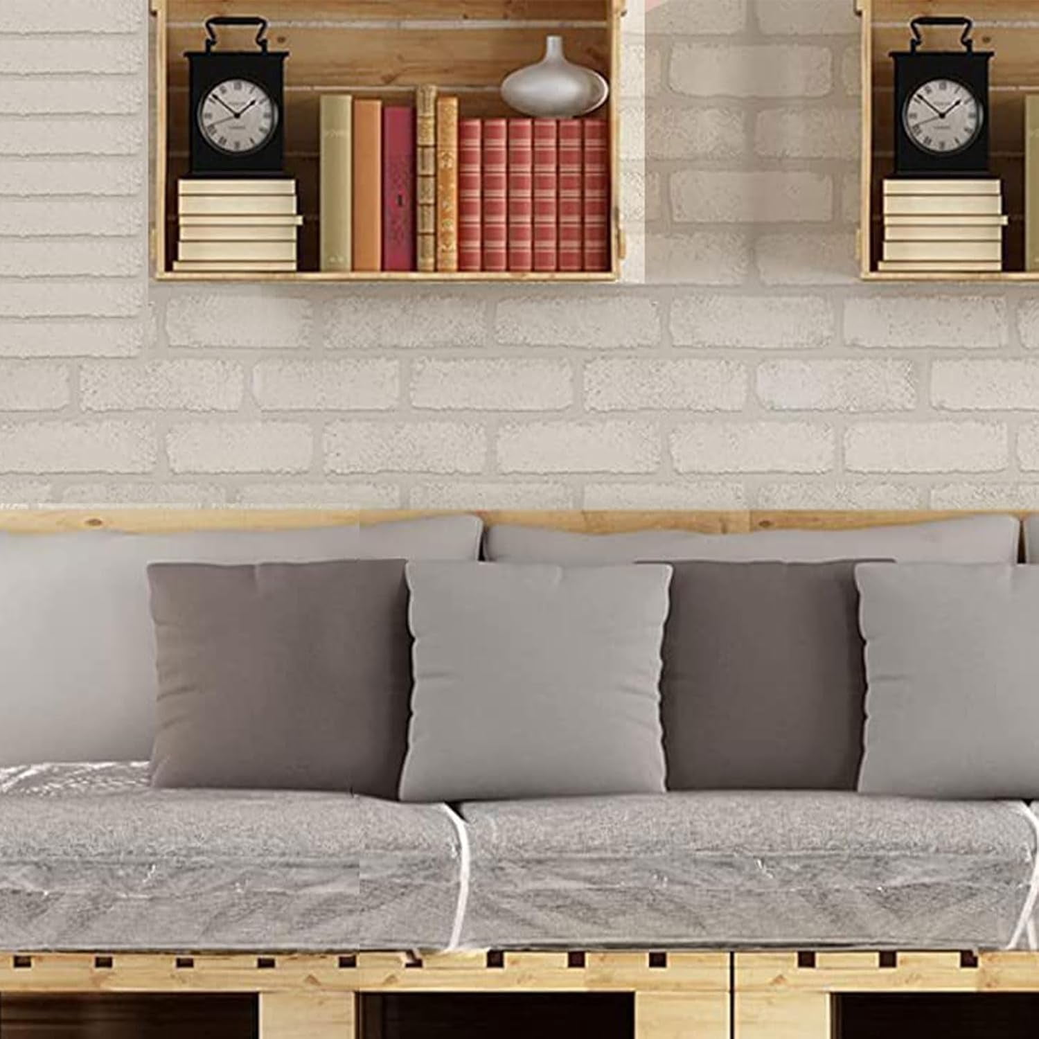 4 Pcs 27.5x25.5x8.6 Inch Plastic Sofa Seat Cushion Covers, Clear Waterproof Sofa Couch Covers, PVC Waterproof Couch Covers, Furniture Sofa Seat Slipcover for Against Pets Clawing Scratching